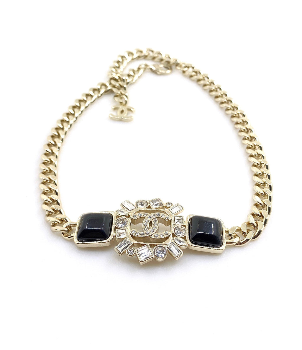 Chanel Black Crystals Chain 18K Gold Necklace product image 7, provided for visual reference and product detail review