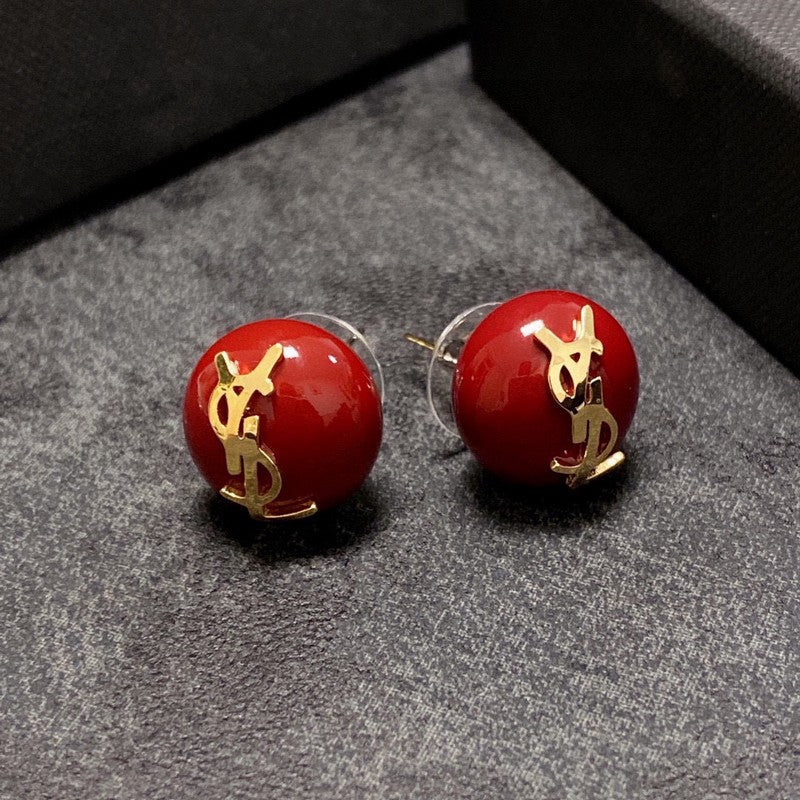 YSL White & Red 18K Gold Earrings product image 1, provided for visual reference and product detail review