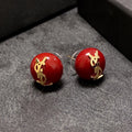 YSL White & Red 18K Gold Earrings product image 1, provided for visual reference and product detail review