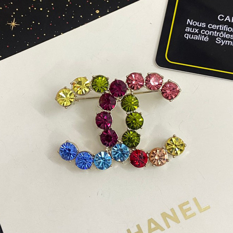Chanel Color Crystal 18K Gold Brooch product image 1, provided for visual reference and product detail review