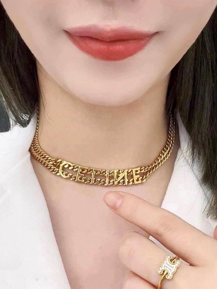 Celine Gourmette 18K Gold Necklace product image 5, provided for visual reference and product detail review