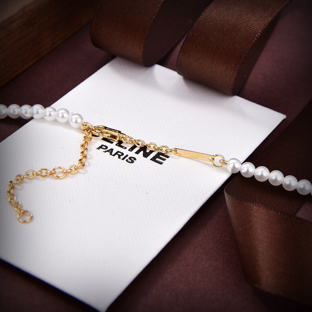 Celine Paris Pearl 18K Gold Necklace product image 6, provided for visual reference and product detail review