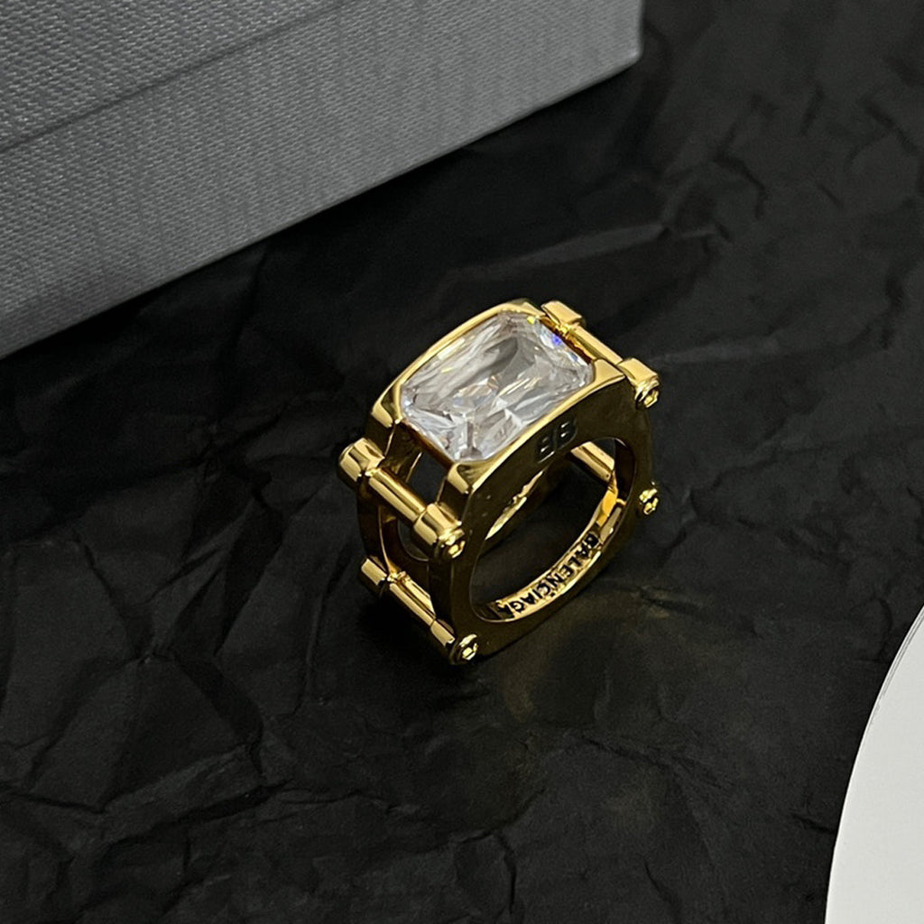 Balenciaga Crystal 18K Gold Ring product image 1, provided for visual reference and product detail review