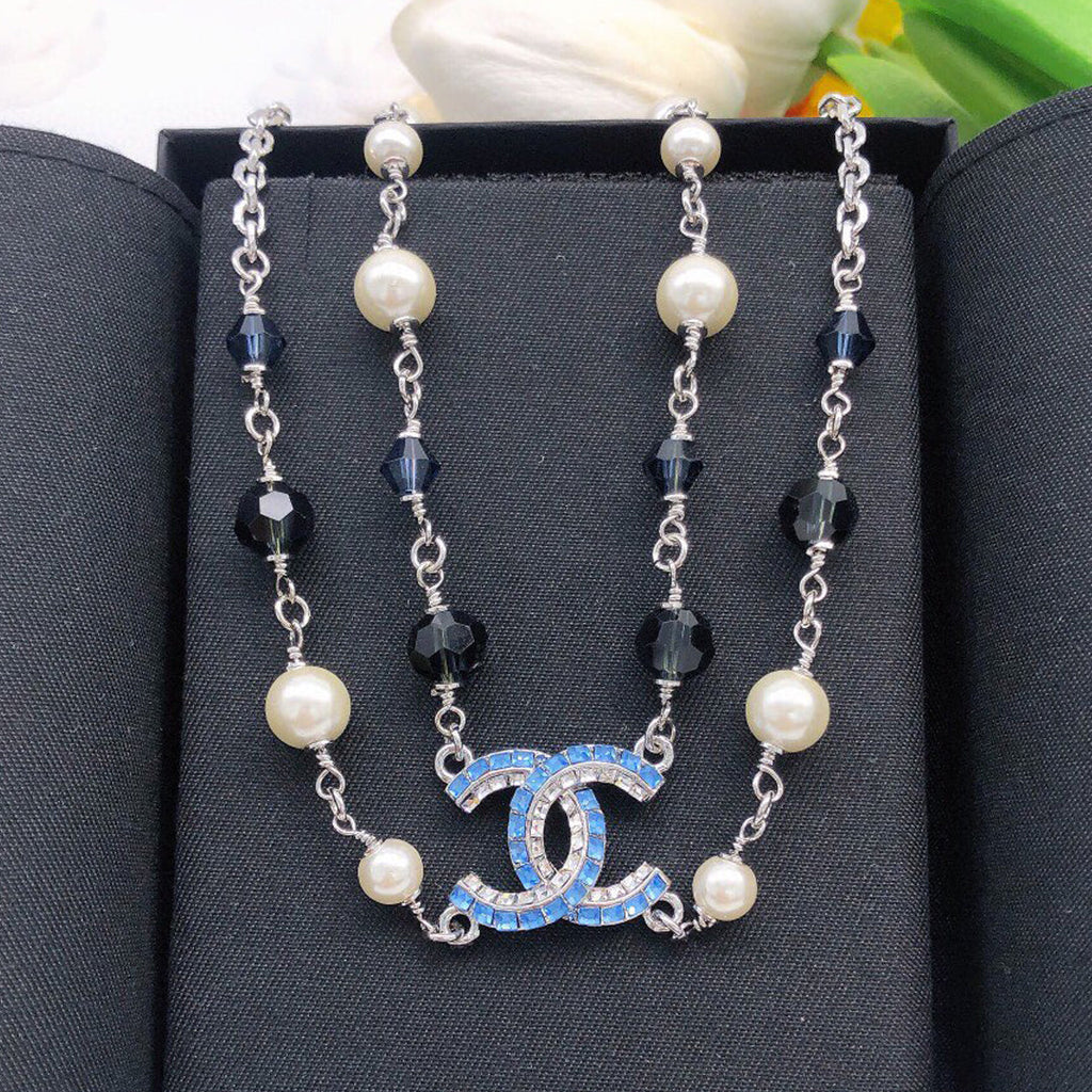 Chanel Blue Resin 18K Gold Necklace product image 1, provided for visual reference and product detail review