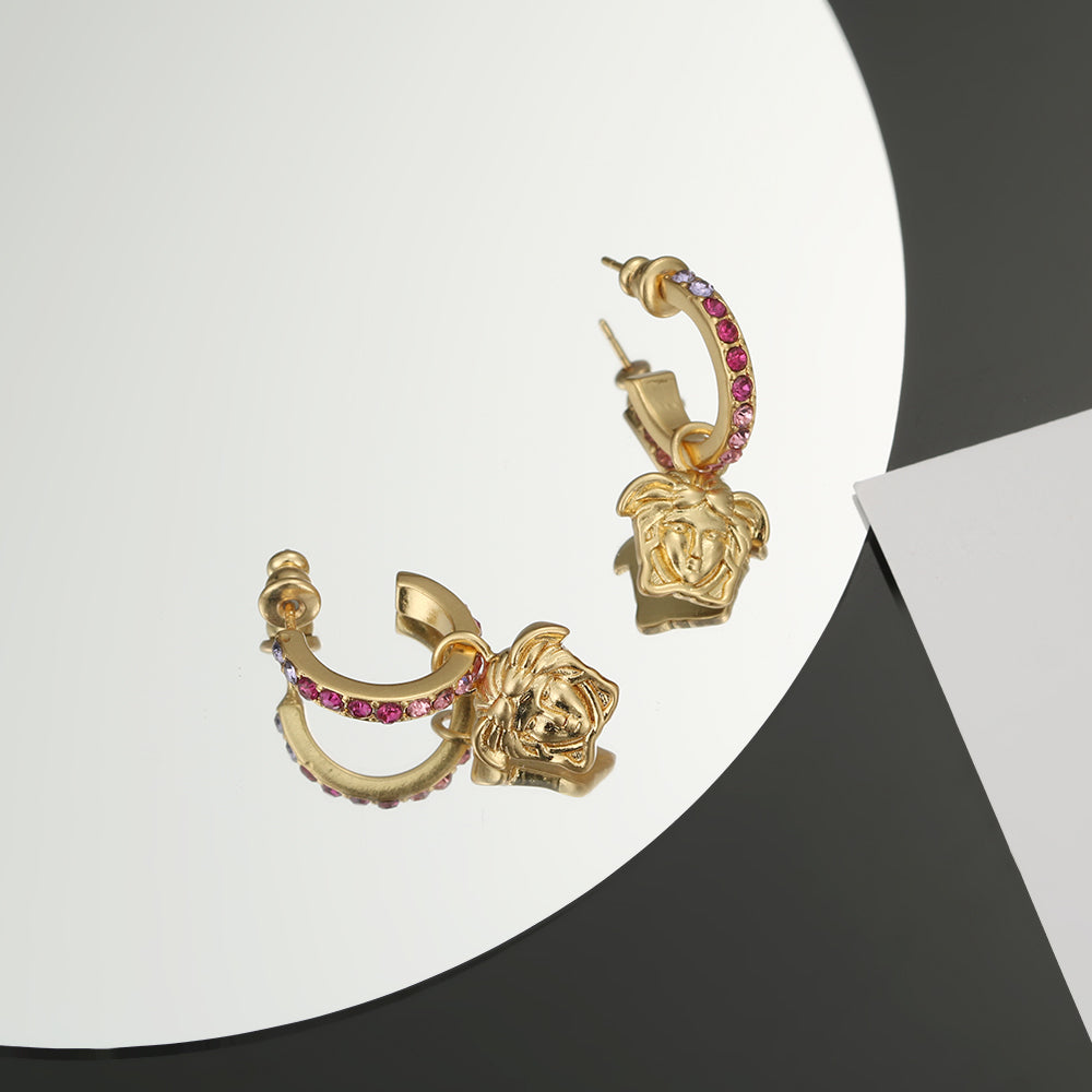 Ver Pink Crystals 18K Gold Earrings product image 6, provided for visual reference and product detail review
