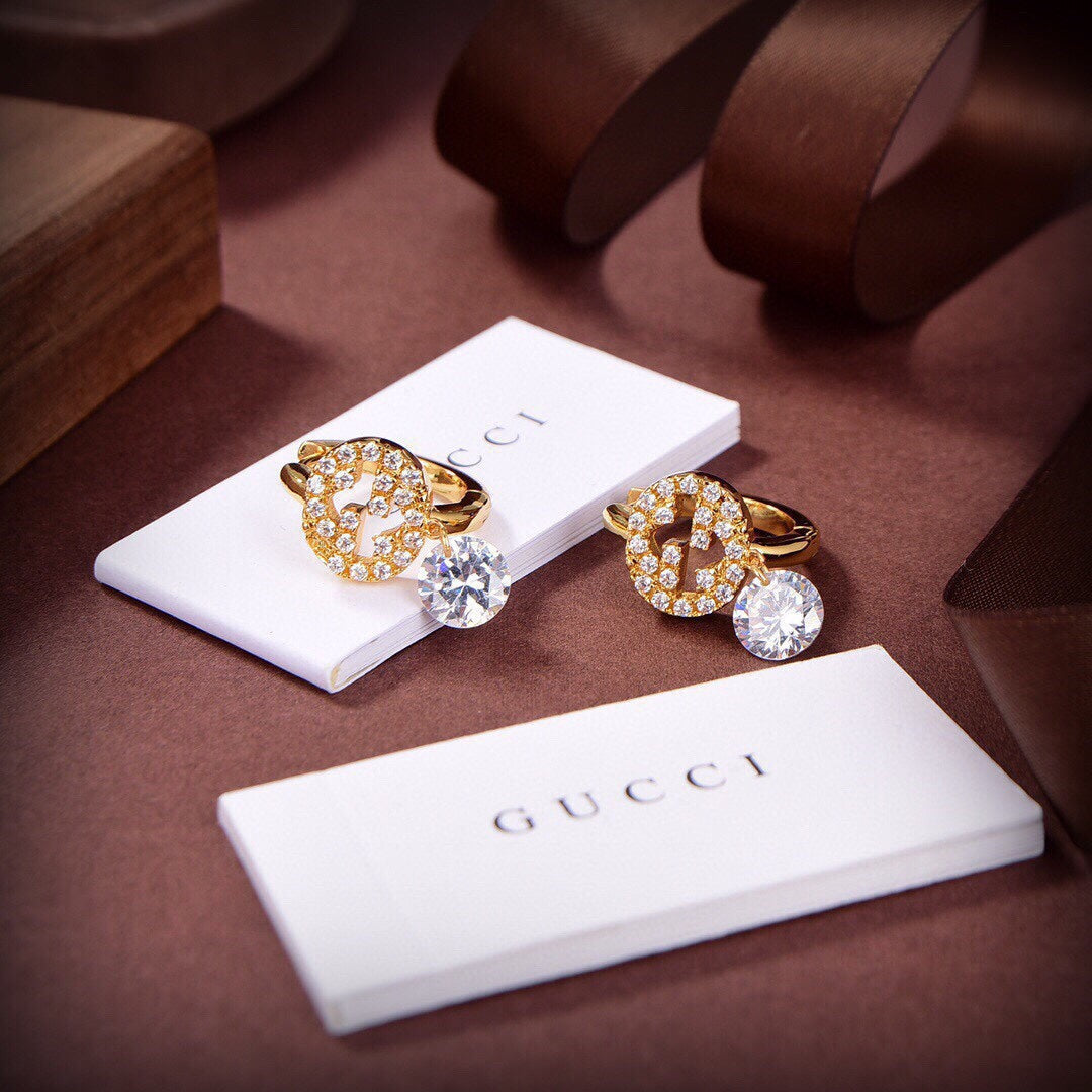 Gucci Double Interlocking Gucci Diamond 18K Gold Earrings product image 6, provided for visual reference and product detail