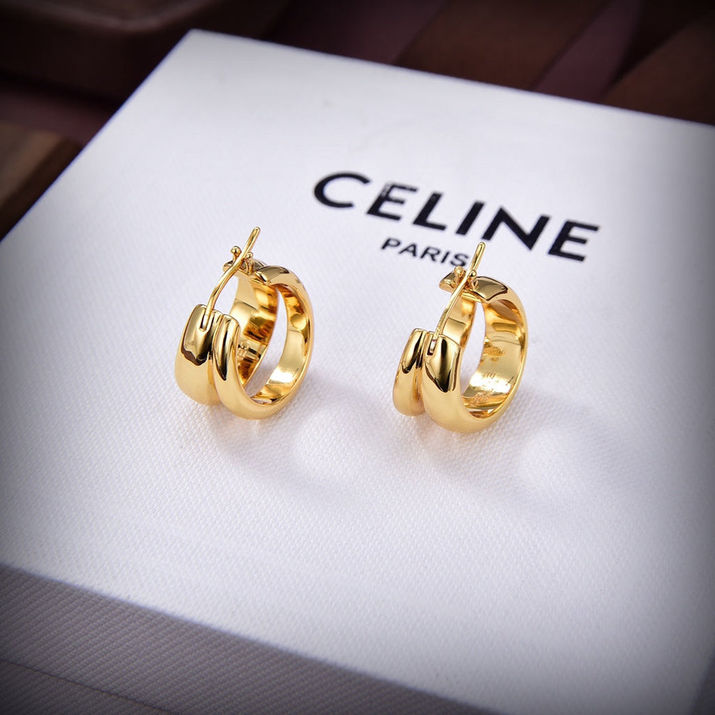 Celine Formes Abstraites Hoops 18K Gold Earrings product image 6, provided for visual reference and product detail review