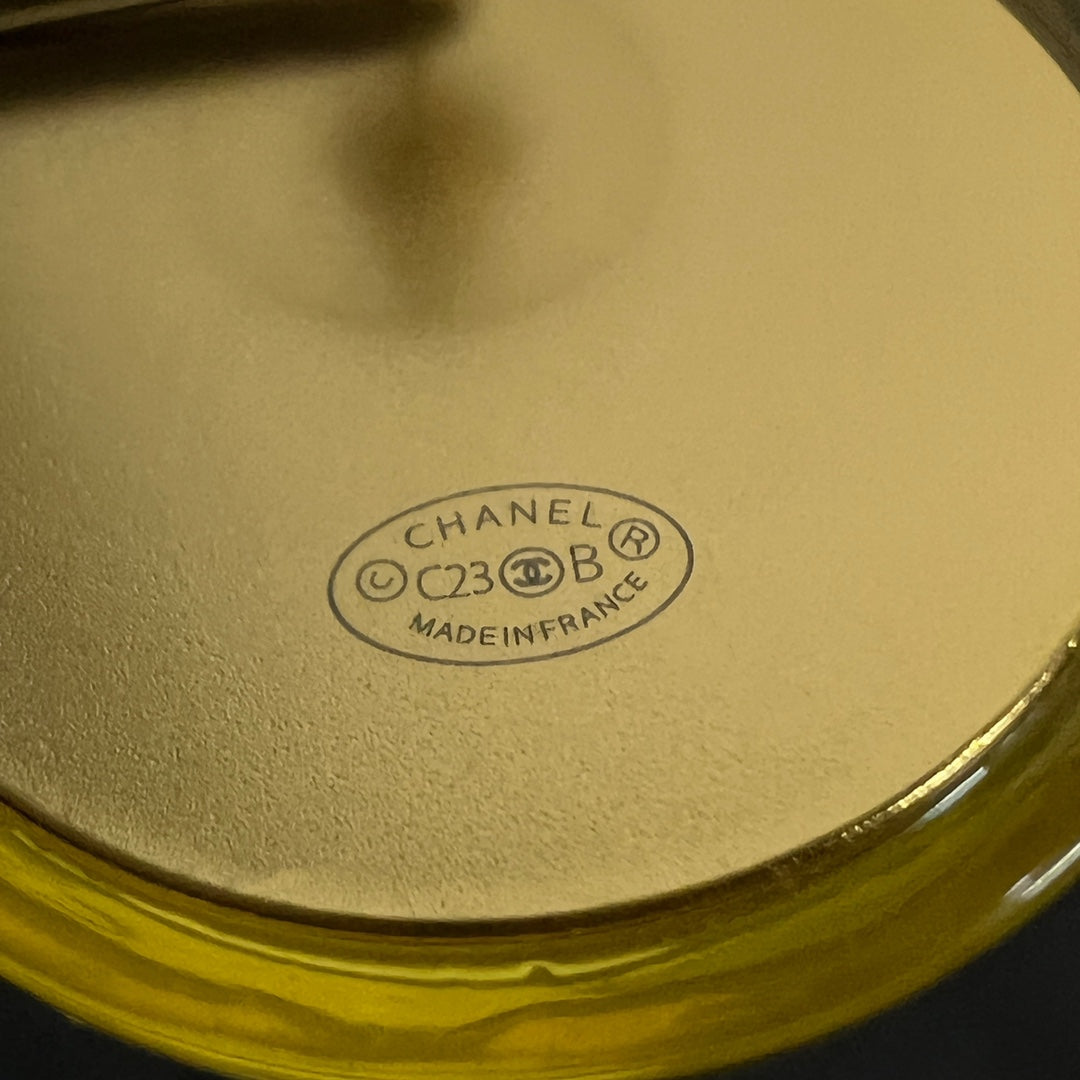 Chanel Vintage Yellow Crystal 18K Gold Earrings product image 3, provided for visual reference and product detail review