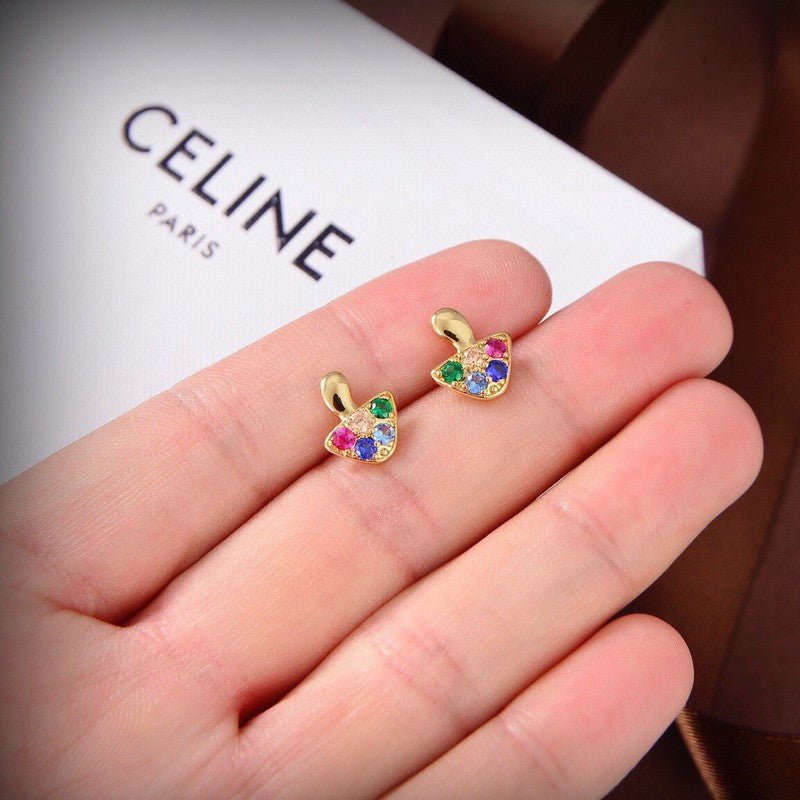 Celine Colorful Mushroom 18K Gold Earrings product image 6, provided for visual reference and product detail review