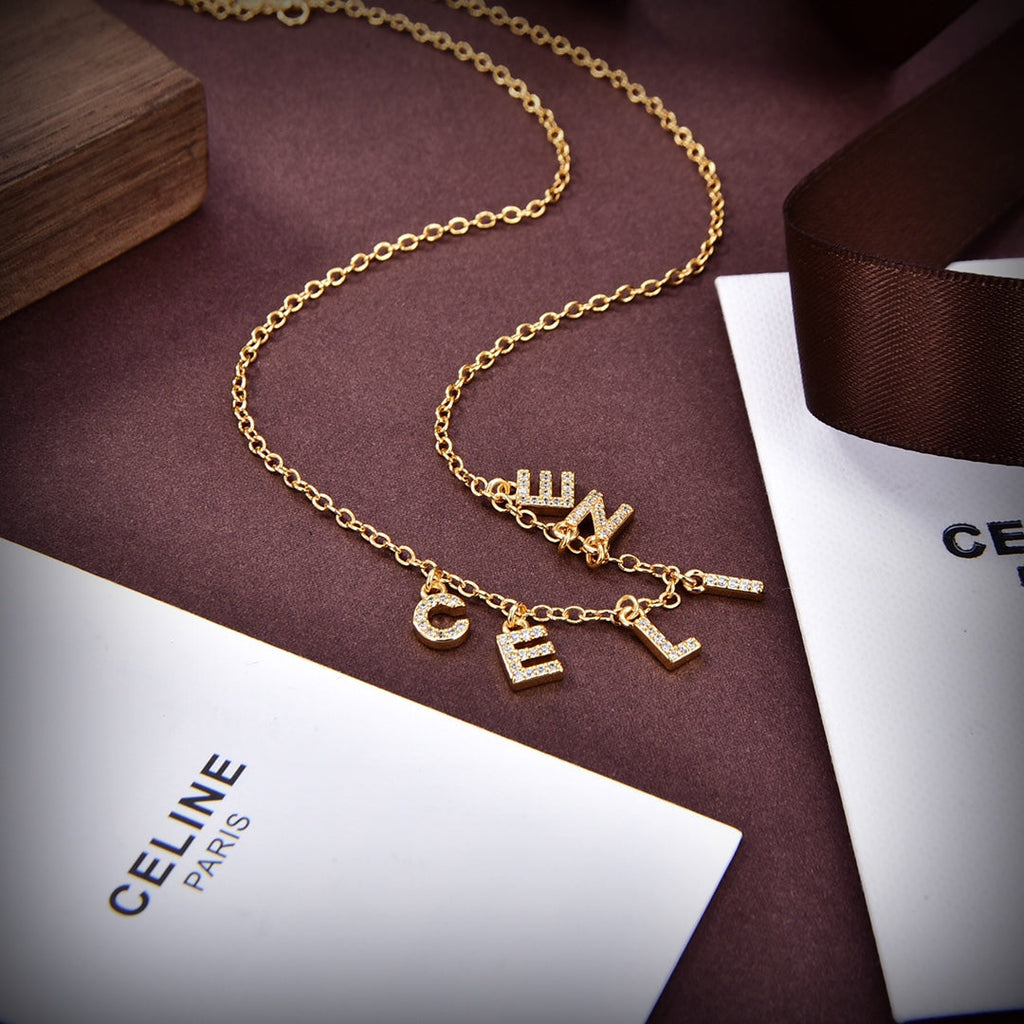 Celine Paris Strass Crystals 18K Gold Necklace product image 7, provided for visual reference and product detail review