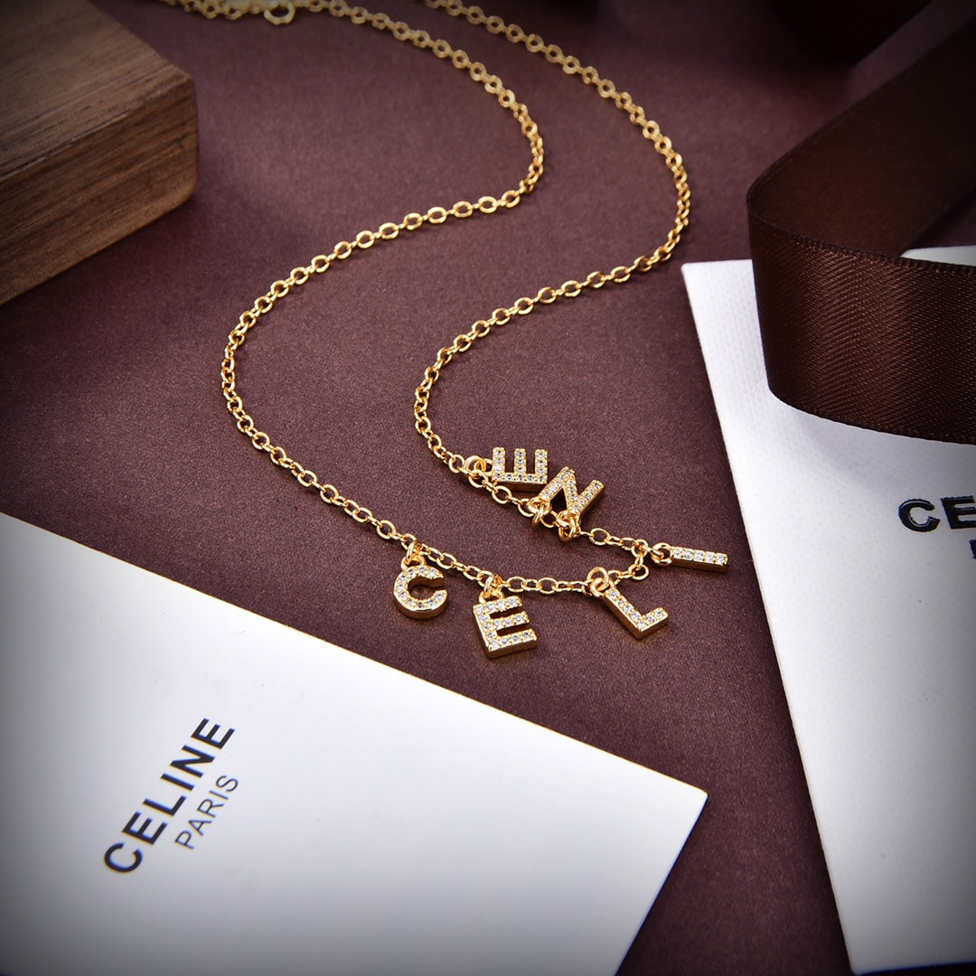 Celine Paris Strass Crystals 18K Gold Necklace product image 7, provided for visual reference and product detail review