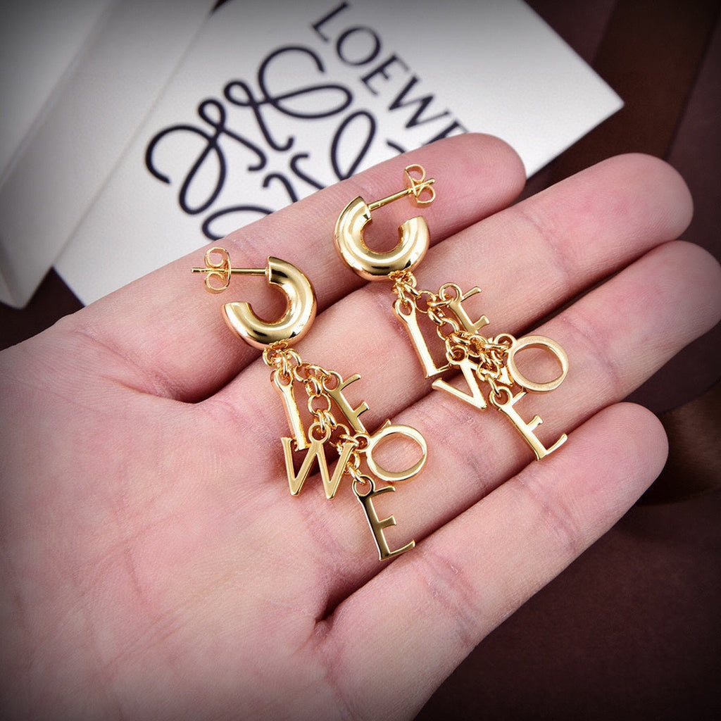 LOEWE Anagram Script 18K Gold Earrings product image 2, provided for visual reference and product detail review