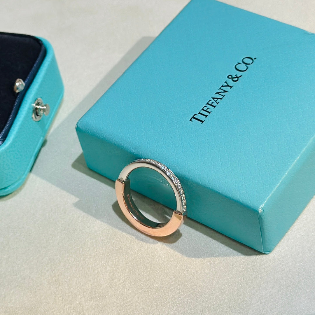Tiffany Lock Diamond 18K Rose Gold Ring product image 9, provided for visual reference and product detail review