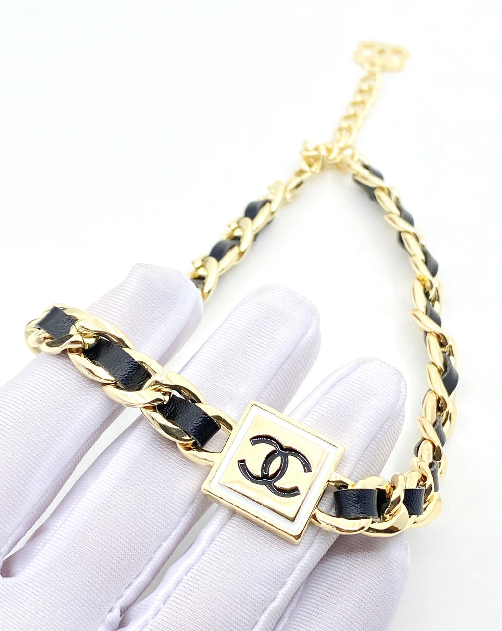 Chanel Leather 18K Gold Necklace product image 7, provided for visual reference and product detail review