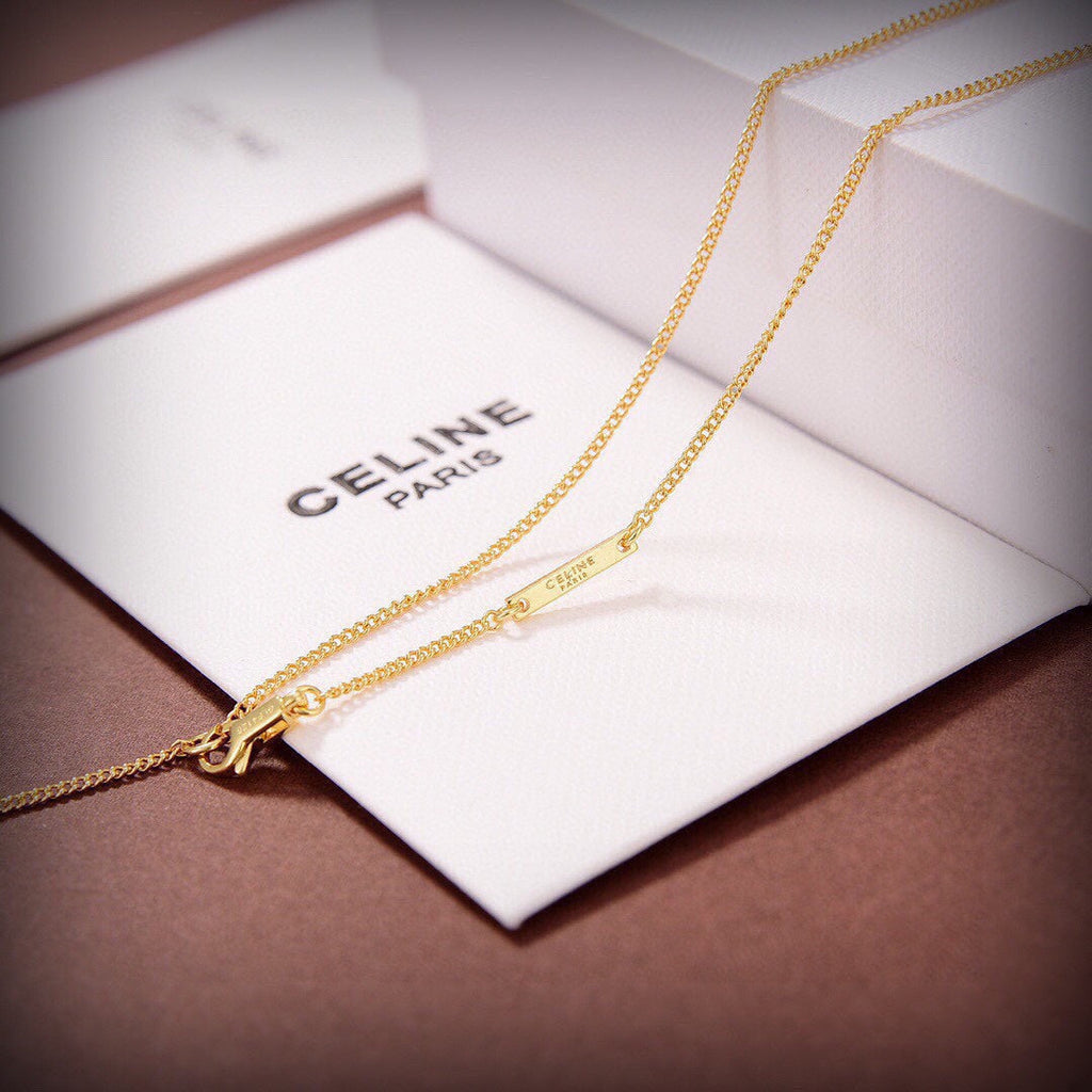 Celine Sentimental Double Square Diamond 18K Gold Necklace product image 3, provided for visual reference and product detail