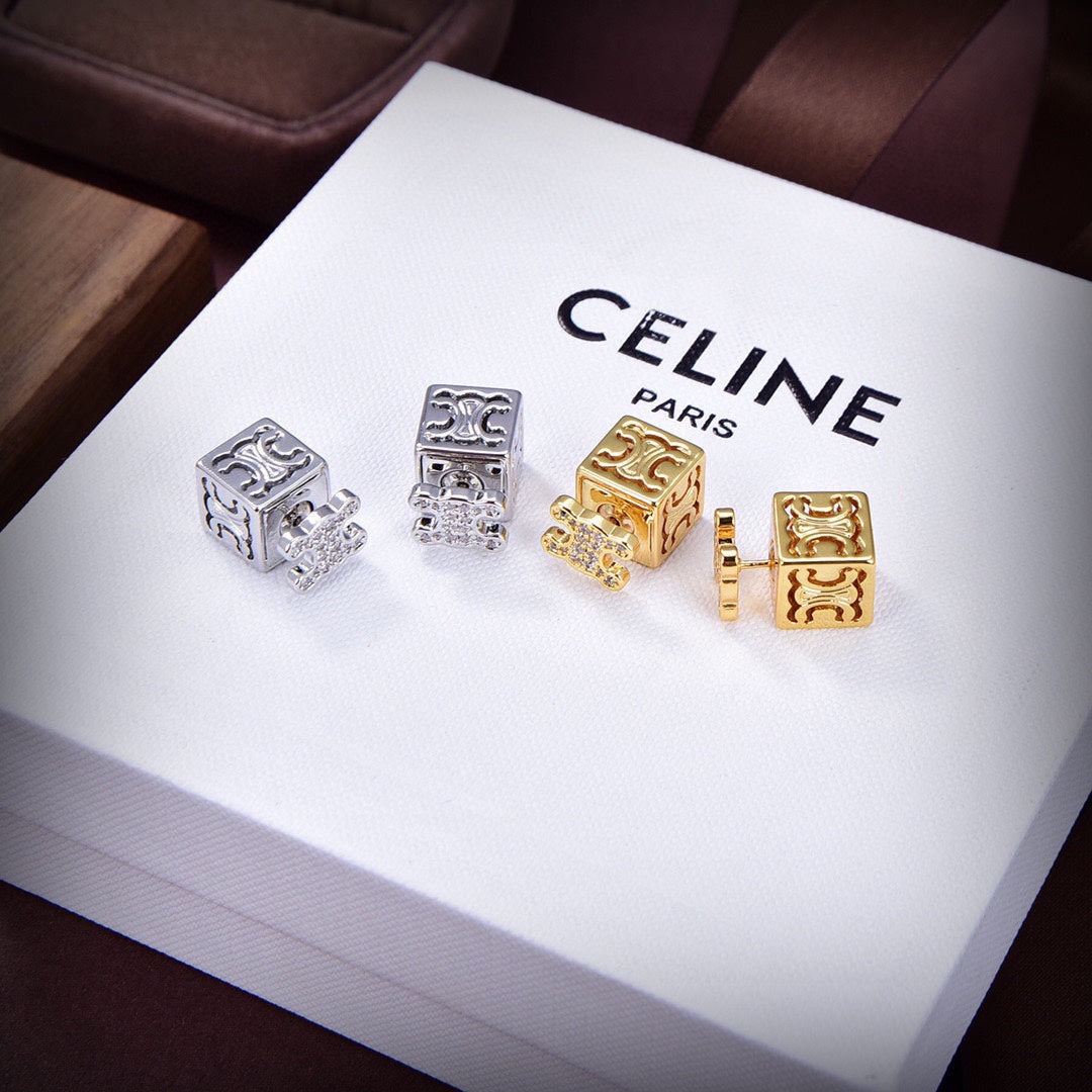 Celine Dice Pendant 18K Gold Earrings product image 3, provided for visual reference and product detail review