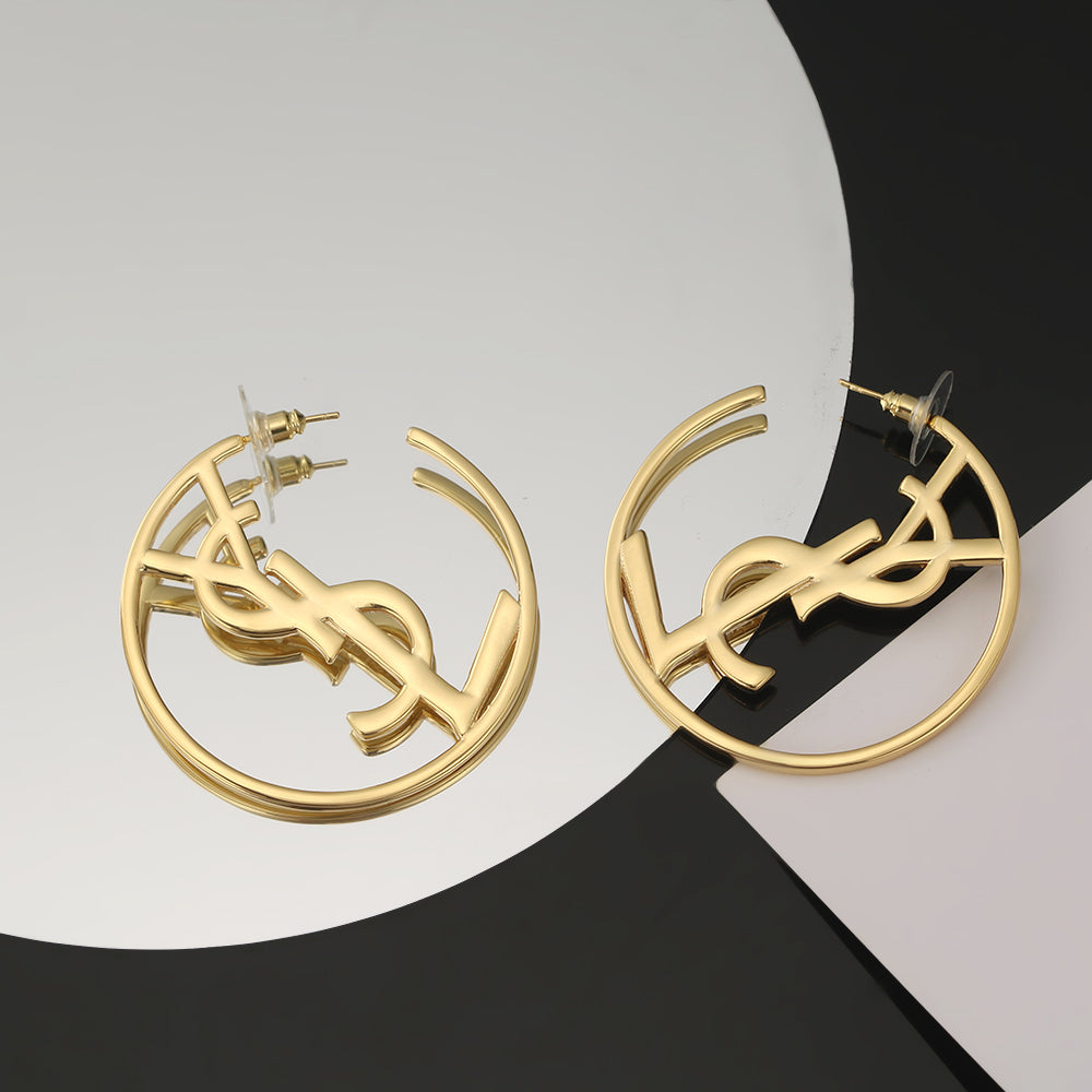 YSL Monogram 18K Gold Earrings product image 6, provided for visual reference and product detail review