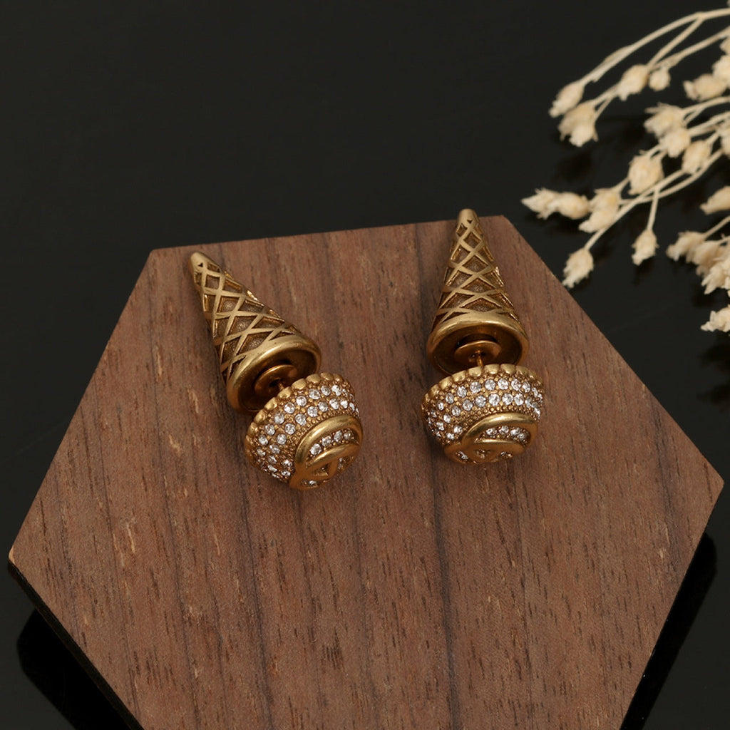 Gucci Double Vintage 18K Gold Earrings product image 6, provided for visual reference and product detail review