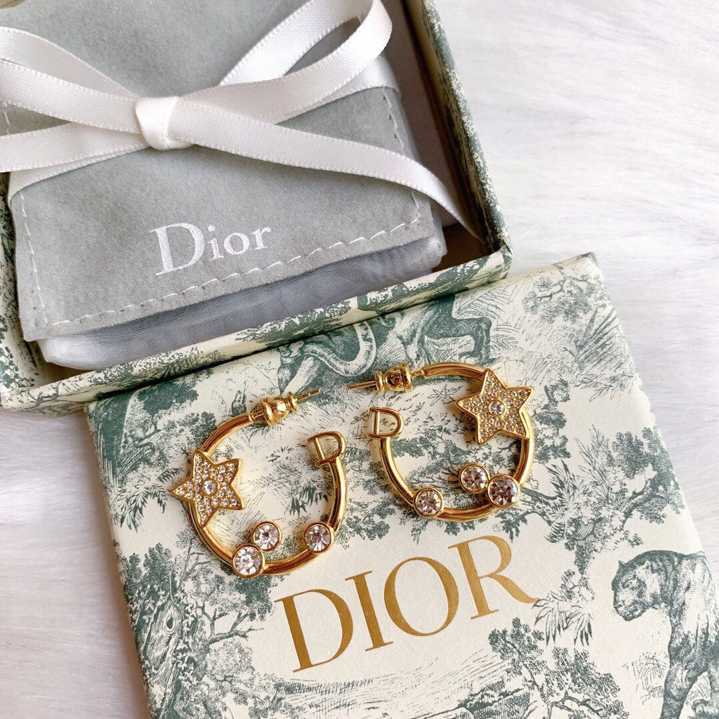 Dior Star Pink Crystals 18K Gold Earrings product image 6, provided for visual reference and product detail review