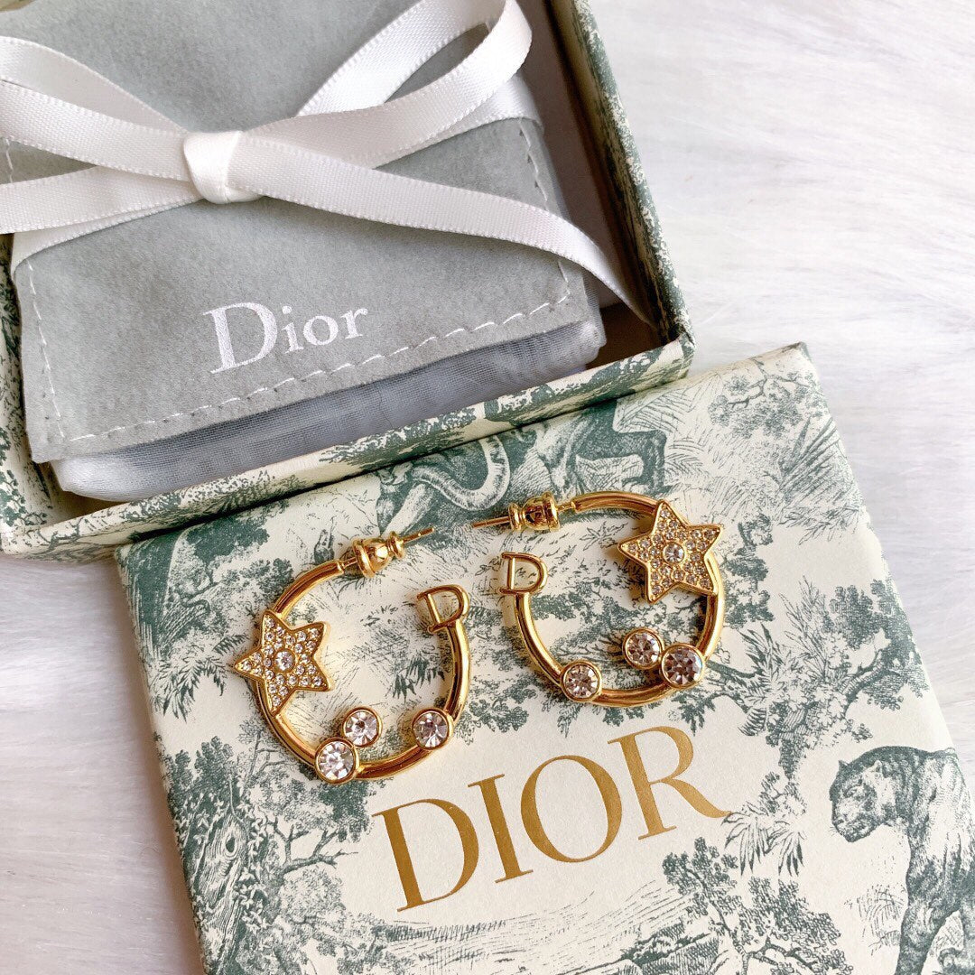 Dior Star Pink Crystals 18K Gold Earrings product image 6, provided for visual reference and product detail review