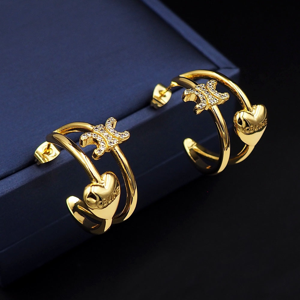 Celine Heart 18K Gold Earrings product image 7, provided for visual reference and product detail review