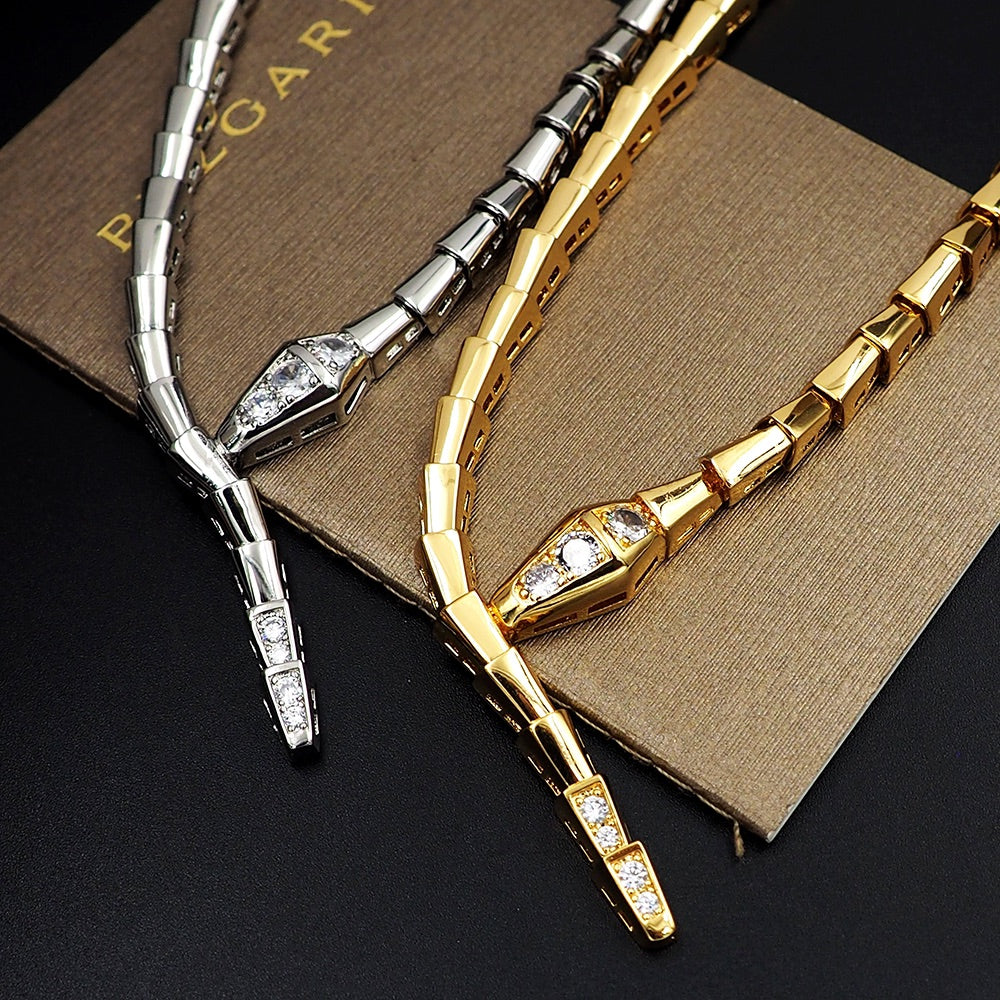 Bvlgari Serpenti Viper Demi-Pave Diamonds 18K Gold Necklace product image 9, provided for visual reference and product