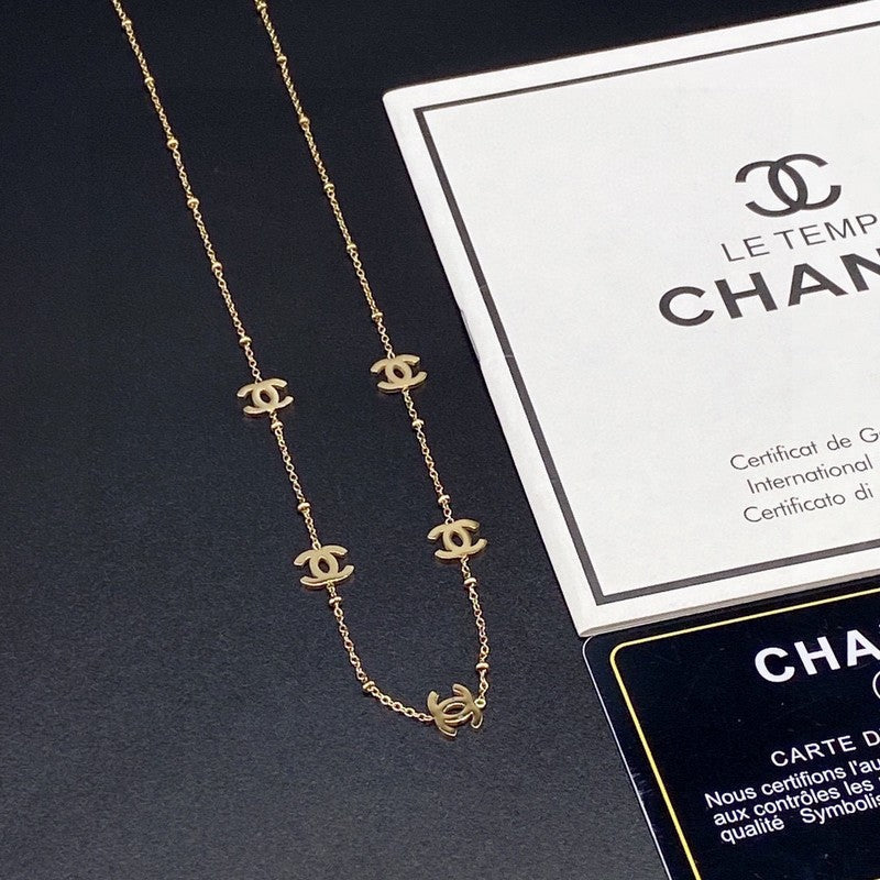 Chanel Small Logo Gold 18K Gold Necklace product image 8, provided for visual reference and product detail review