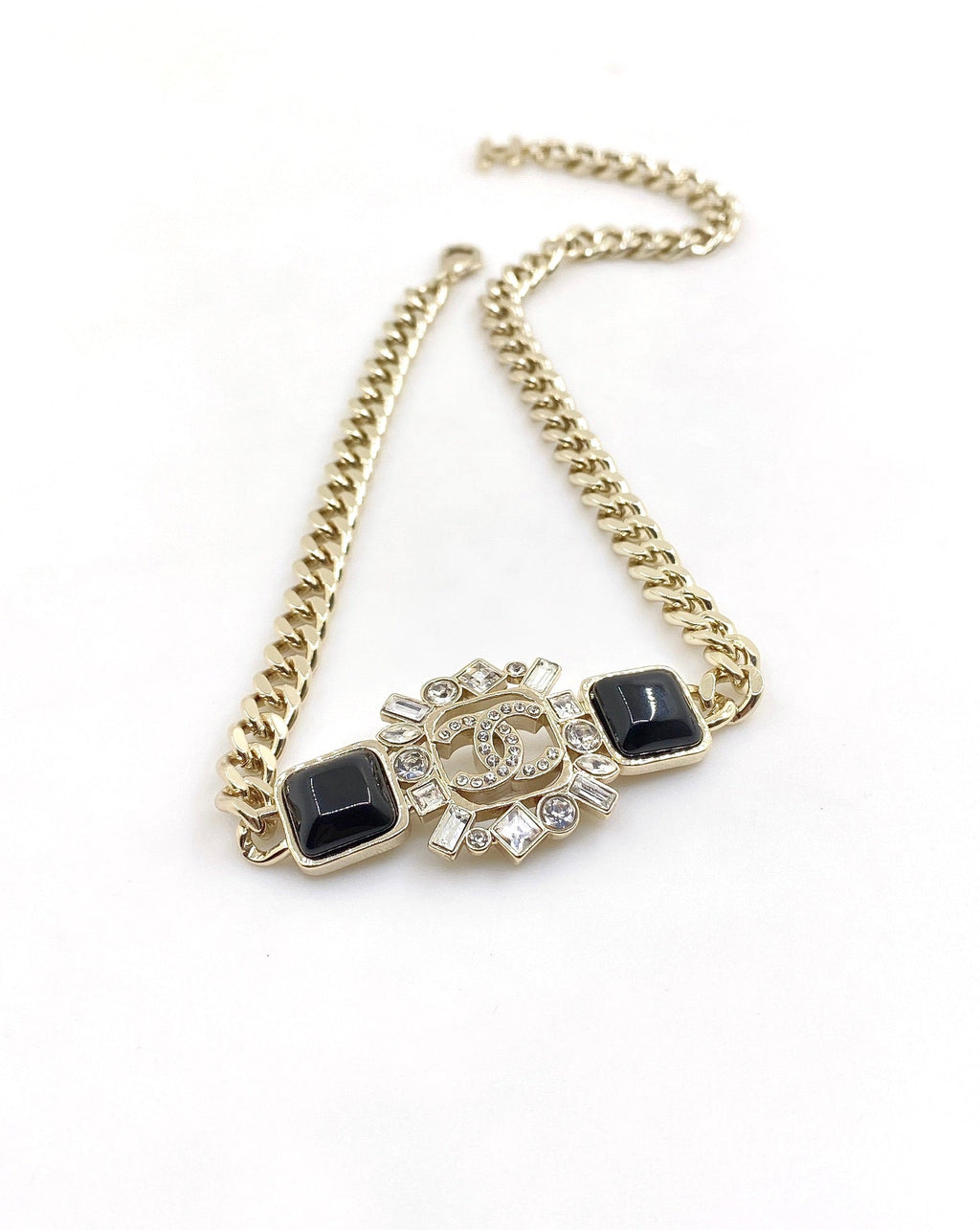 Chanel Black Crystals Chain 18K Gold Necklace product image 8, provided for visual reference and product detail review