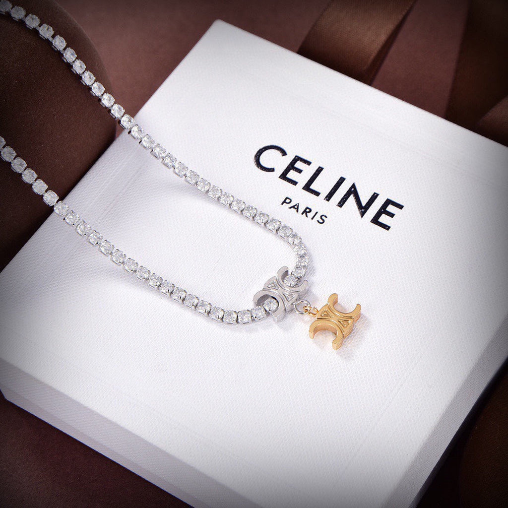 Celine Crystals Link 18K Gold Necklace product image 7, provided for visual reference and product detail review
