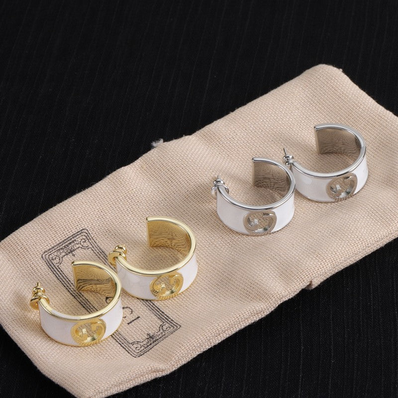 Gucci Double Color Enamel 18K Gold Earrings product image 7, provided for visual reference and product detail review