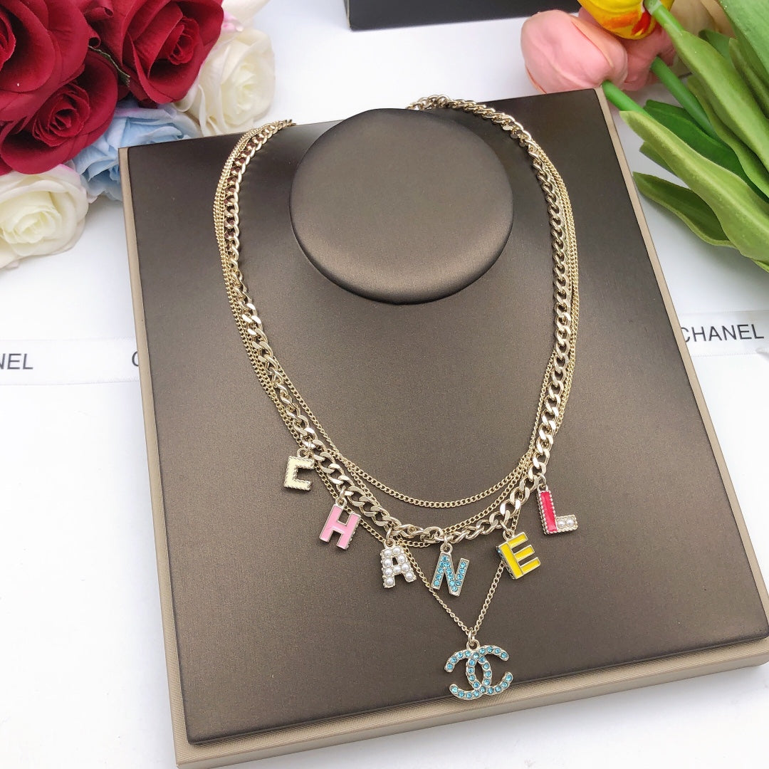 Chanel Color Typo 18K Gold Necklace product image 3, provided for visual reference and product detail review