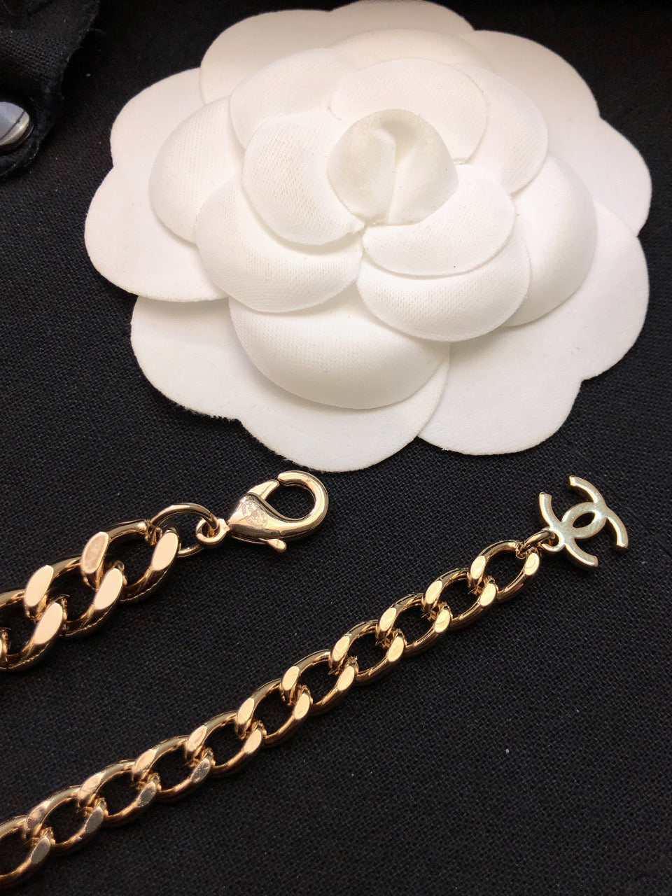 Chanel Pink Logo Chain 18K Gold Necklace product image 7, provided for visual reference and product detail review