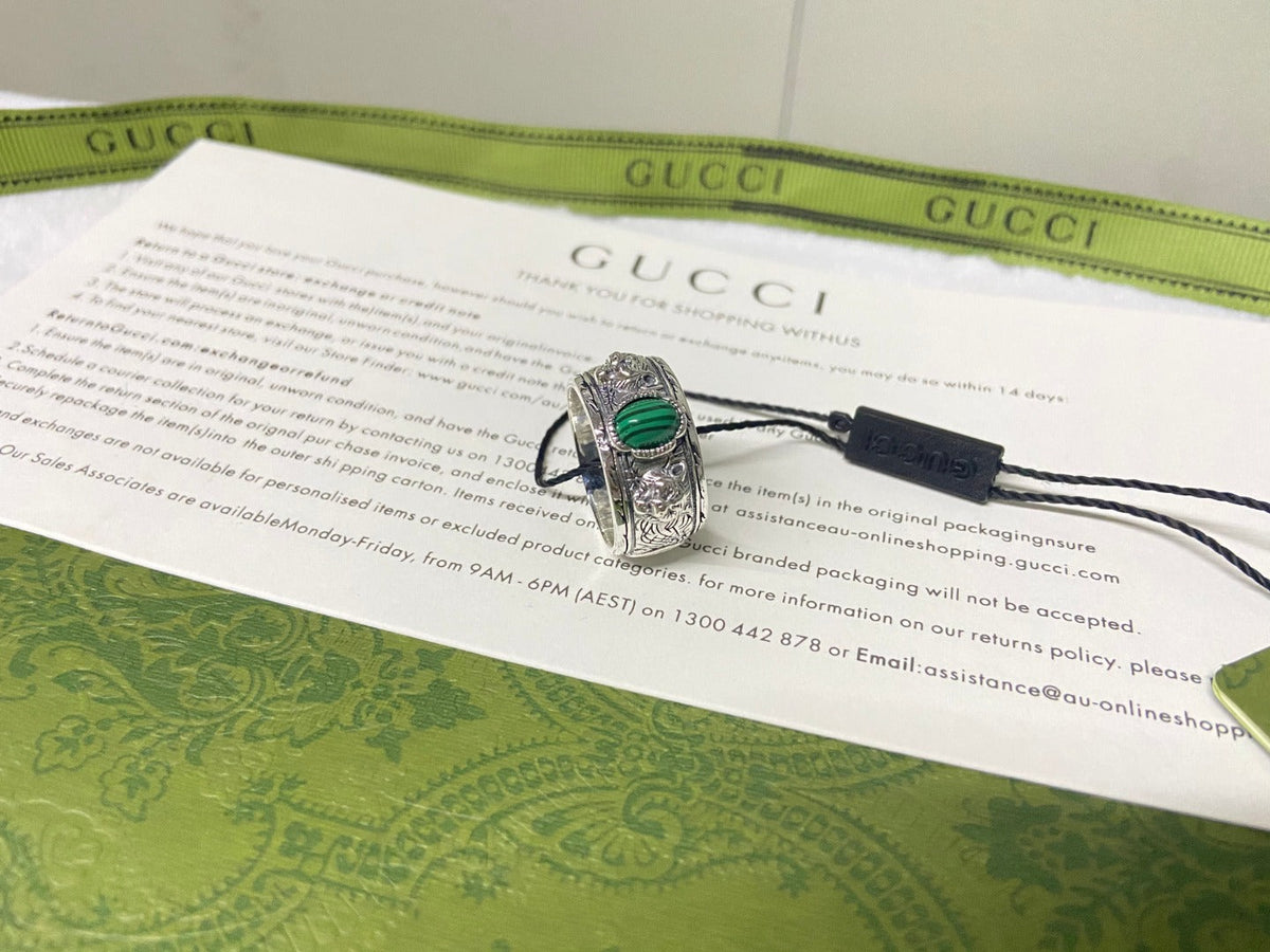 Double Gucci Feline Garden Green Ring product image 5, provided for visual reference and product detail review