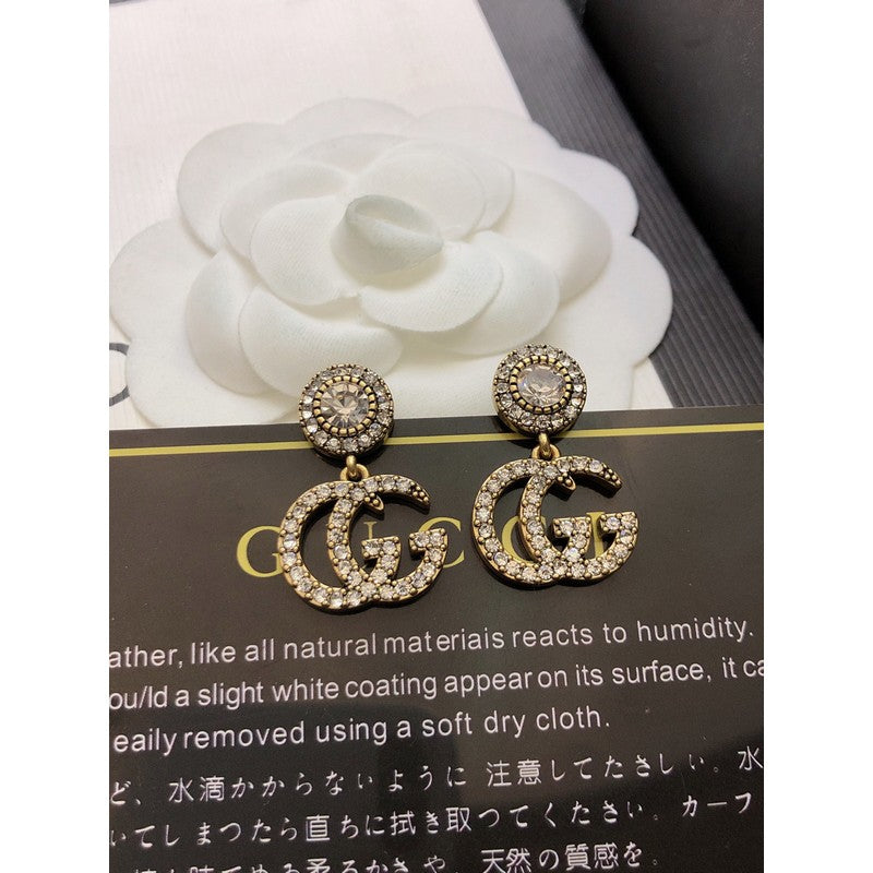 Gucci Double GucciCrystal Pendant 18K Gold Earrings product image 7, provided for visual reference and product detail review