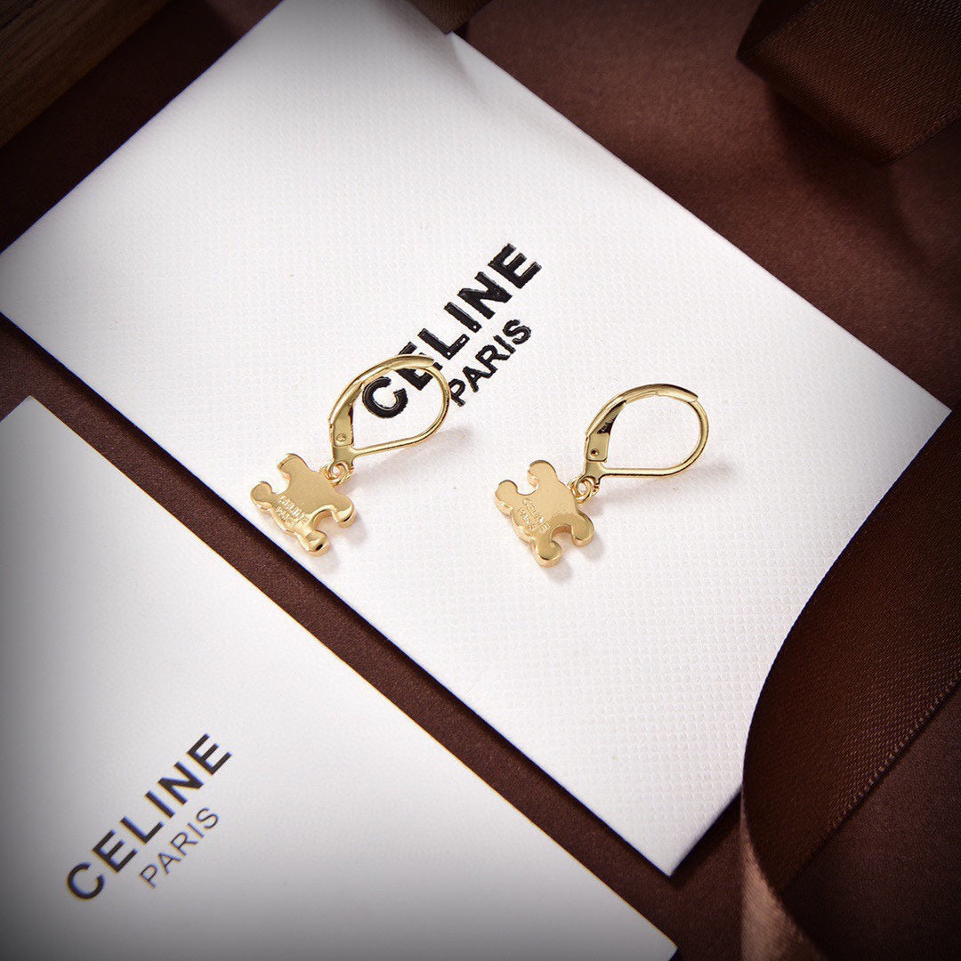Celine Rhinestone 18K Gold Earrings product image 10, provided for visual reference and product detail review