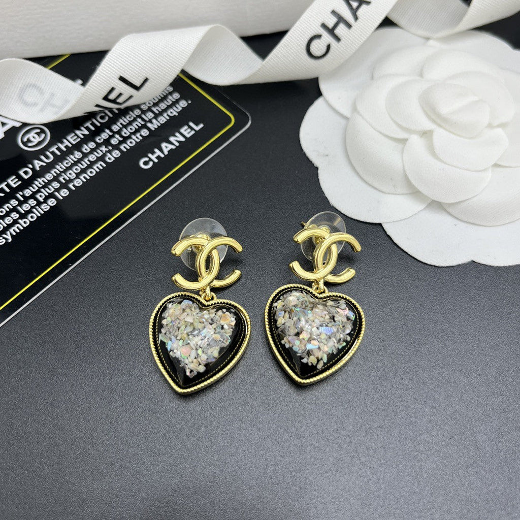 Chanel Multi-Color Crystals Heart 18K Gold Earrings product image 9, provided for visual reference and product detail review