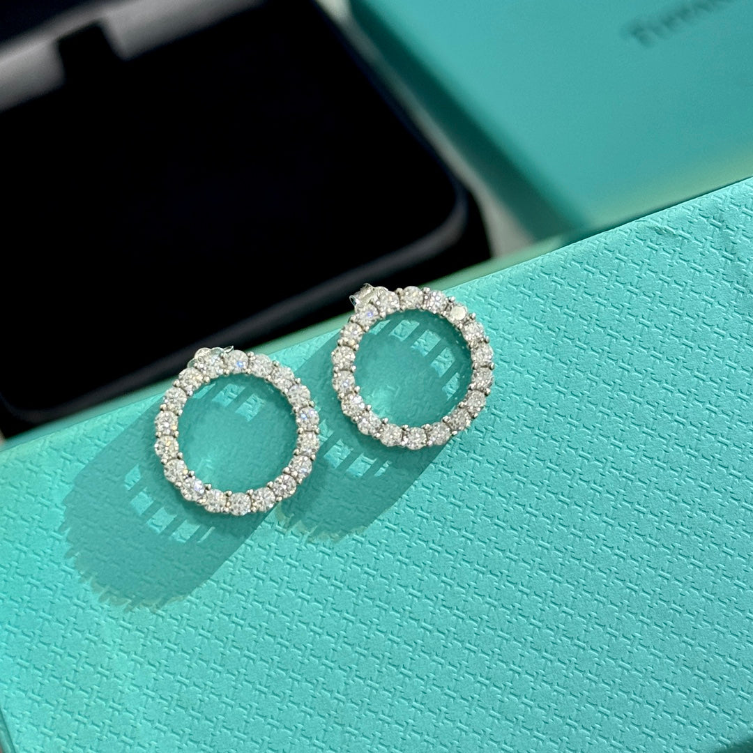 Tiffany Circle Diamonds 18K Gold Earrings product image 7, provided for visual reference and product detail review