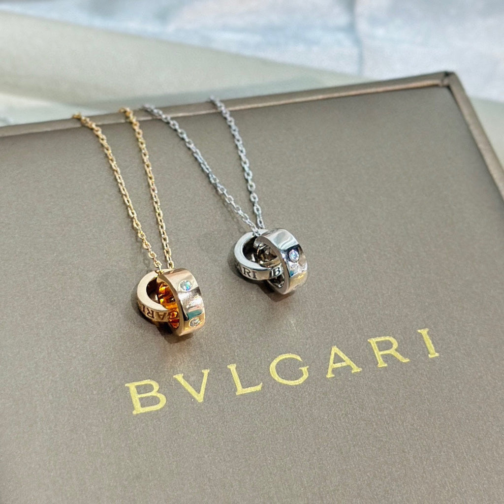 Bvlgari Two Rings 18K Gold Necklace product image 7, provided for visual reference and product detail review