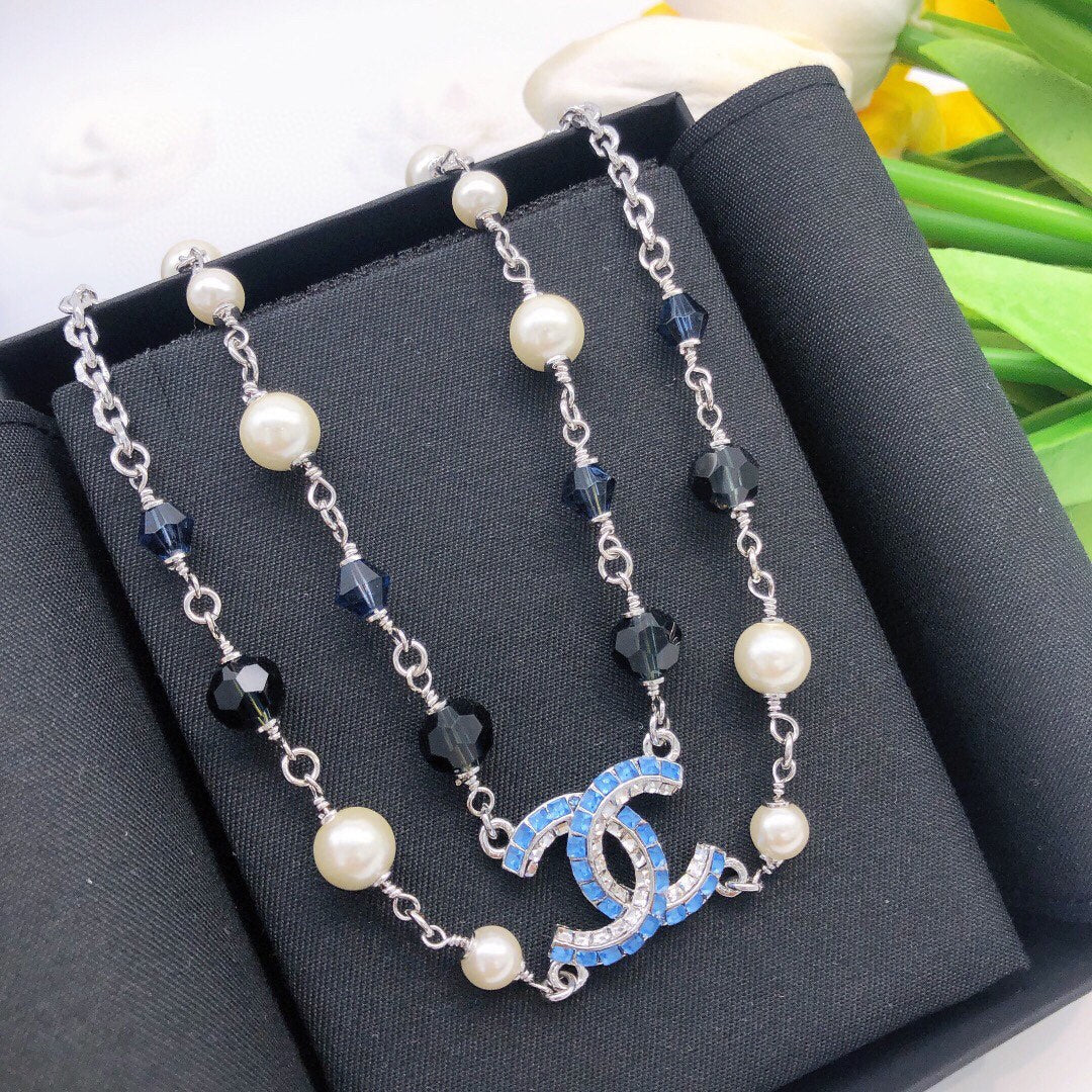 Chanel Blue Resin 18K Gold Necklace product image 7, provided for visual reference and product detail review