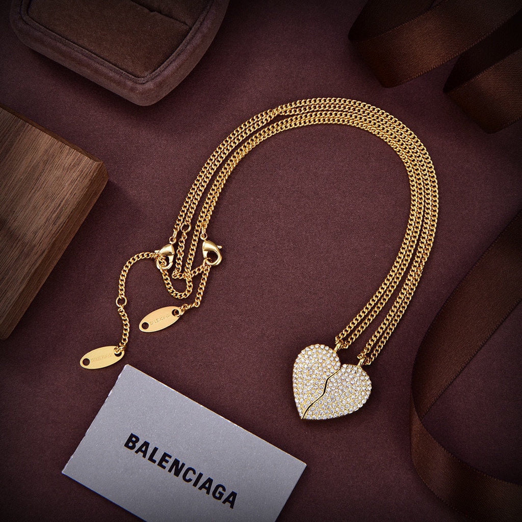 Balenciaga Lovelock Set Of Two Silver-tone Crystal 18K Gold Necklace product image 2, provided for visual reference and
