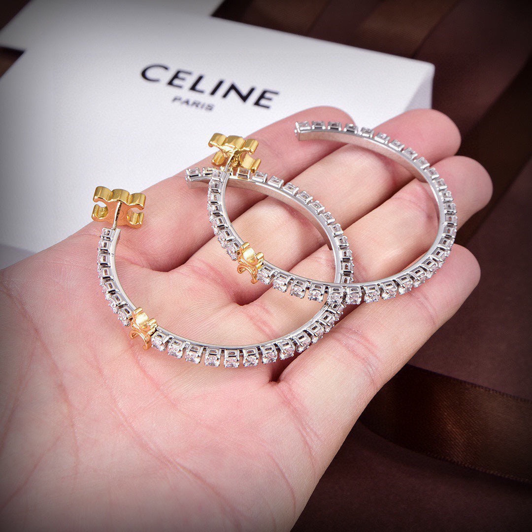 Celine Diamonds Hoops 18K Gold Earrings product image 7, provided for visual reference and product detail review