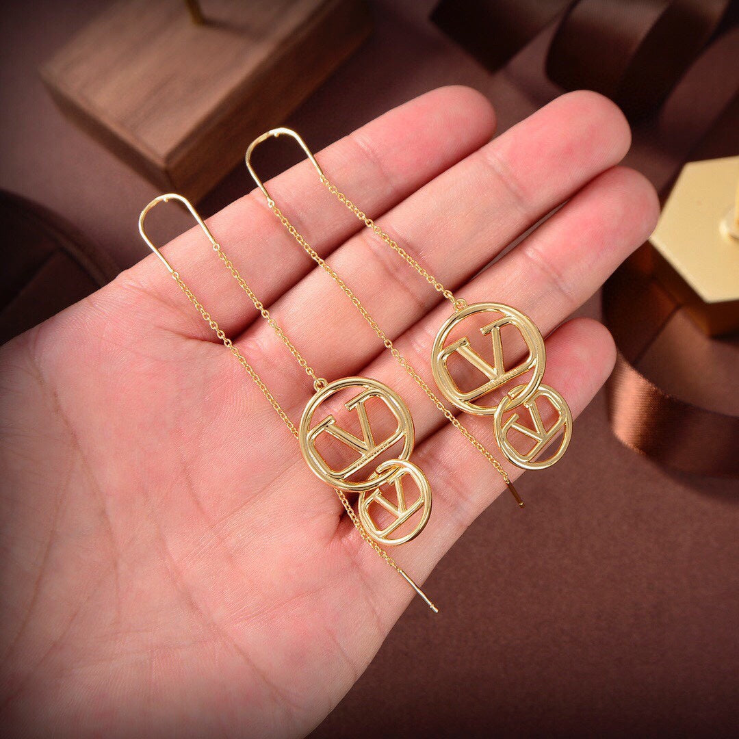 Valentino Long 18K Gold Earrings product image 3, provided for visual reference and product detail review