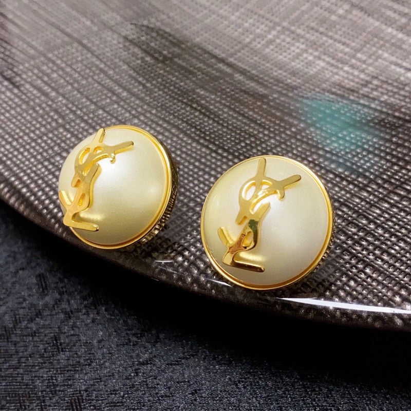 YSL White & Red 18K Gold Earrings product image 6, provided for visual reference and product detail review