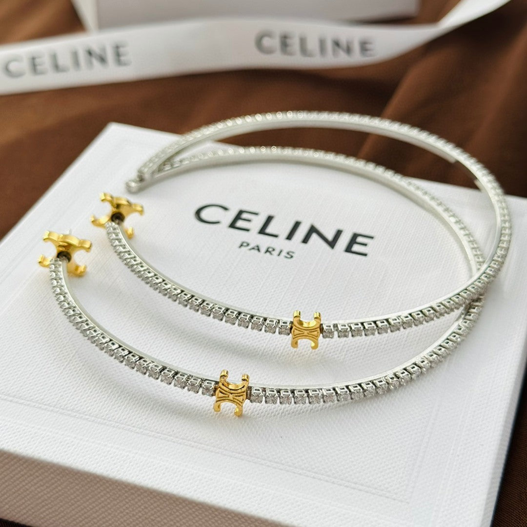 Celine Gourmette Crystals 18K Gold Earrings product image 1, provided for visual reference and product detail review
