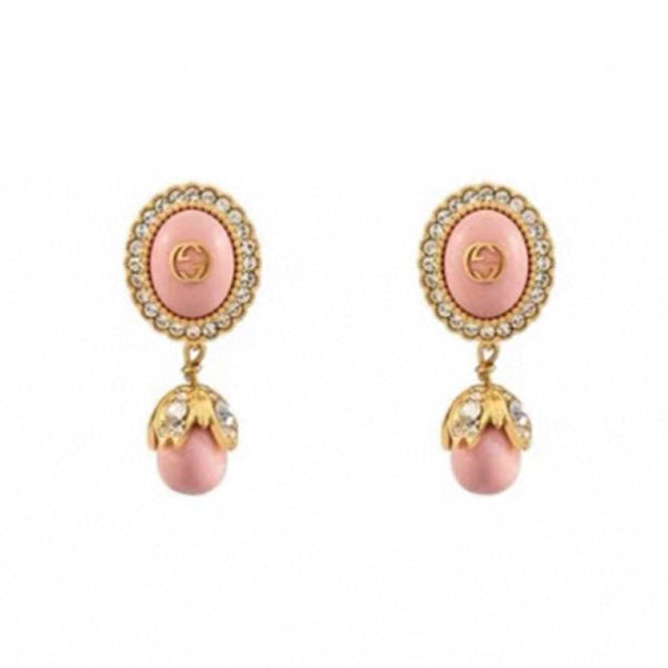 Gucci Double Pink Pearls 18K Gold Earrings product image 1, provided for visual reference and product detail review