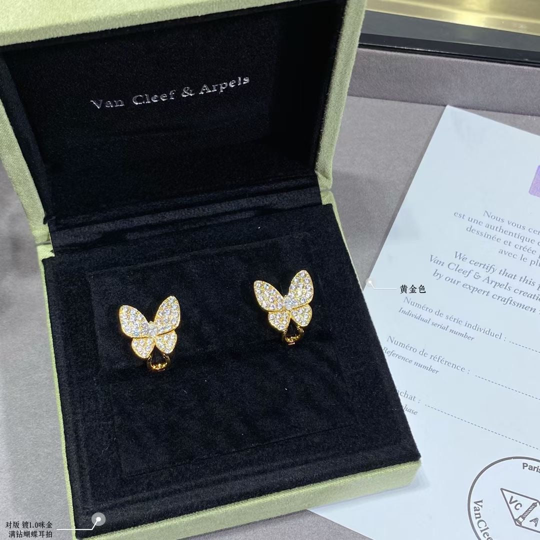 Two Butterfly Diamonds 18K Gold Earrings product image 9, provided for visual reference and product detail review
