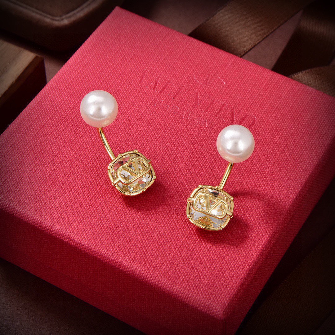 Valentino Crystal 18K Gold Earrings product image 5, provided for visual reference and product detail review