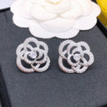 Chanel Camellia Diamond 18K Gold Earrings product image 1, provided for visual reference and product detail review