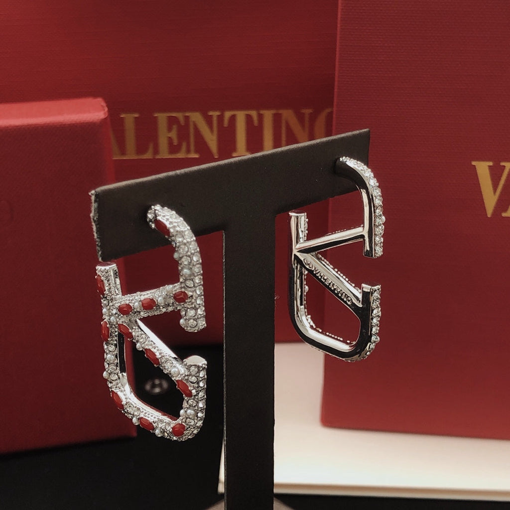 Valentino Red Crystal 18K Gold Earrings product image 7, provided for visual reference and product detail review