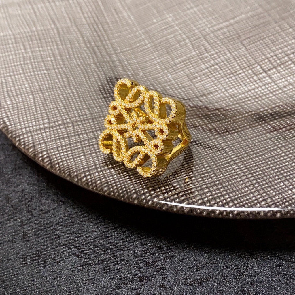 LOEWE Anagram Crystals 18K Gold Ring product image 11, provided for visual reference and product detail review
